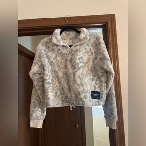 Calvin Klein Fuzzy Animal Print 3/4 Zip Pullover